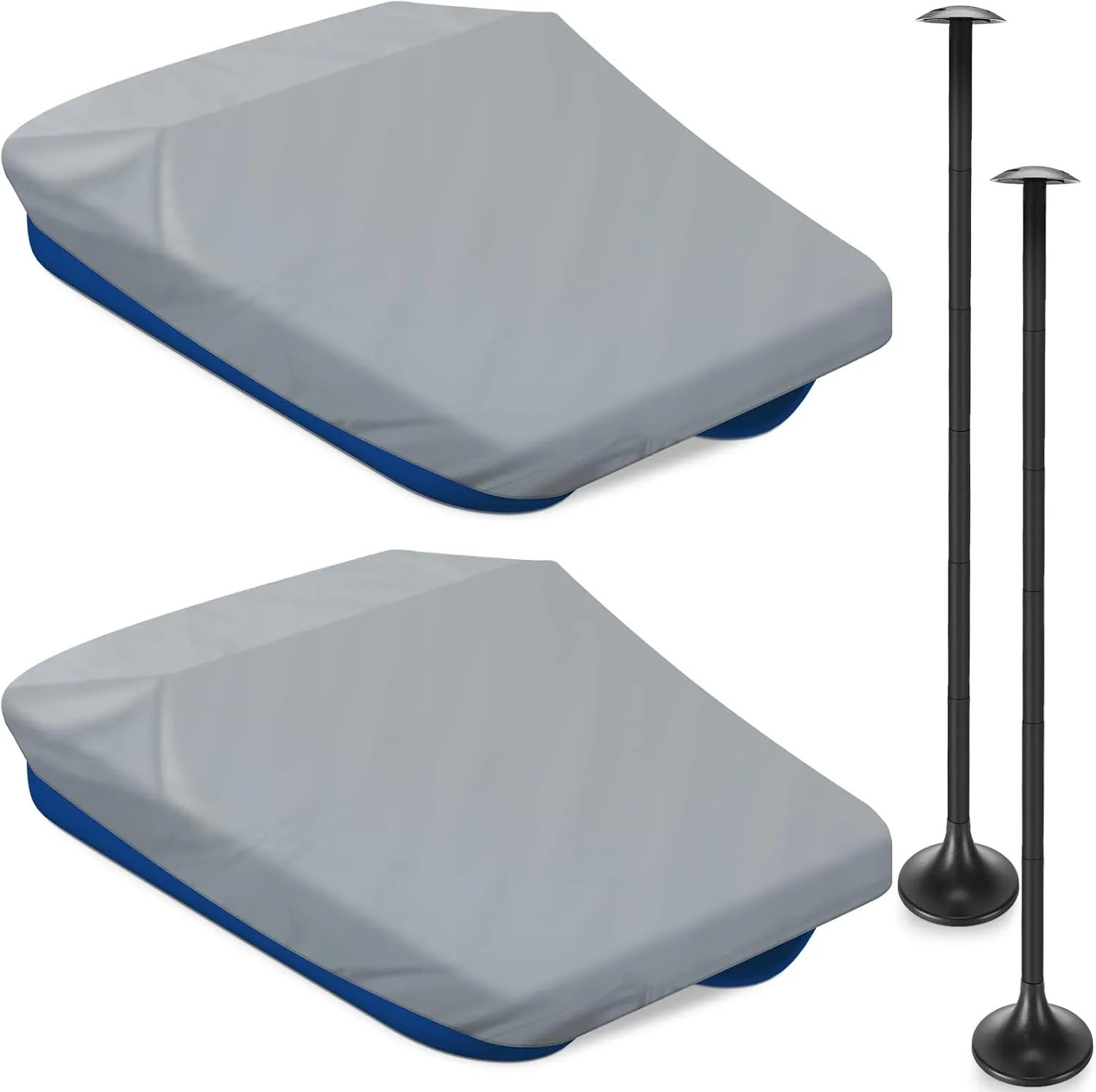 JaGely 2 Pcs Pedal Boat Cover Durable Waterproof Paddle Boat Cover with 2 Pcs Adjustable Boat Cover Support Pole System, from 12 to 54, for Boat, 118 L x 79 W,Black(Gray), Grey