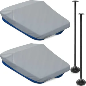 JaGely 2 Pcs Pedal Boat Cover Durable Waterproof Paddle Boat Cover with 2 Pcs Adjustable Boat Cover Support Pole System, from 12 to 54, for Boat, 118 L x 79 W,Black(Gray), Grey