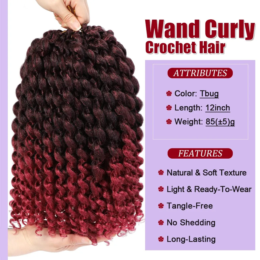Jamaican Bounce Crochet Hair For Black Women - 4 Packs, 72 Roots, Natural Black Jumpy Wand Curls, Short Pre-Looped Curly Hair (12inch Pack of 4, T/bug)