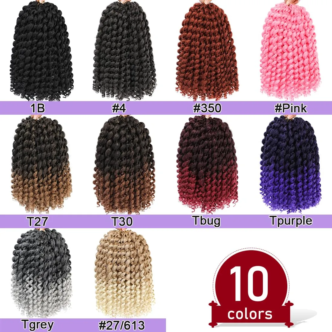 Jamaican Bounce Crochet Hair For Black Women - 4 Packs, 72 Roots, Natural Black Jumpy Wand Curls, Short Pre-Looped Curly Hair (12inch Pack of 4, T/bug)