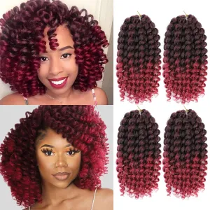 Jamaican Bounce Crochet Hair For Black Women - 4 Packs, 72 Roots, Natural Black Jumpy Wand Curls, Short Pre-Looped Curly Hair (12inch Pack of 4, T/bug)