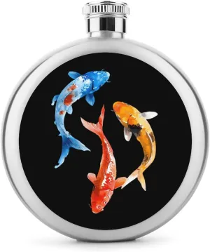 Japanese Fish Round Wine Flask 5 Oz Mini Portable Stainless Steel Drinking Flasks for Men Women Travel Home Office