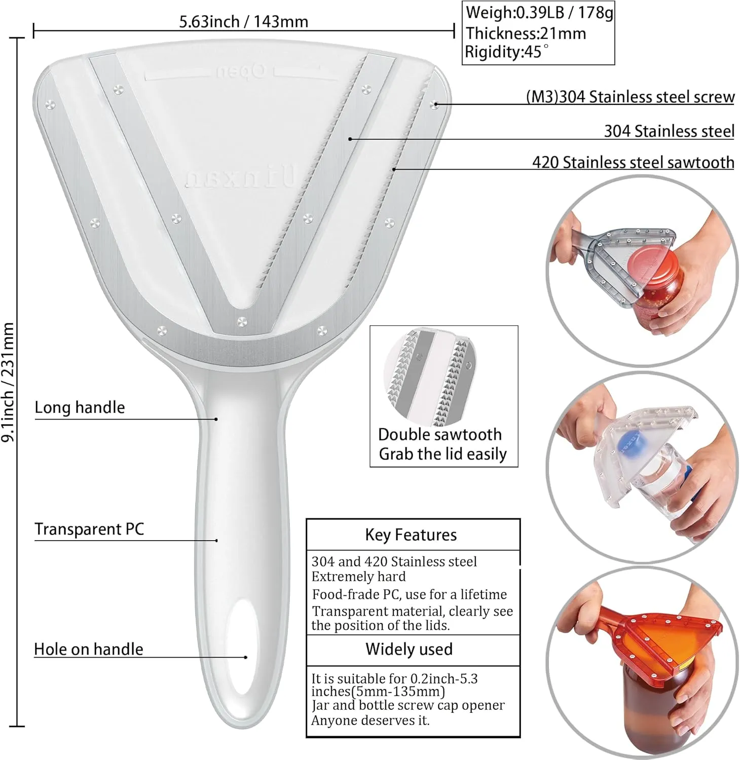 Jar Opener for Weak Hand & Seniors with Arthritis,Easy Twist Off Bottle Caps,Patent | Unique Kitchen Gadgets, Christmas Gifts for Elderly/Women/Men(Red)