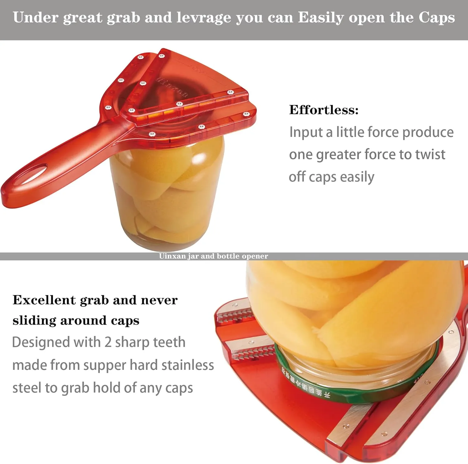 Jar Opener for Weak Hand & Seniors with Arthritis,Easy Twist Off Bottle Caps,Patent | Unique Kitchen Gadgets, Christmas Gifts for Elderly/Women/Men(Red)