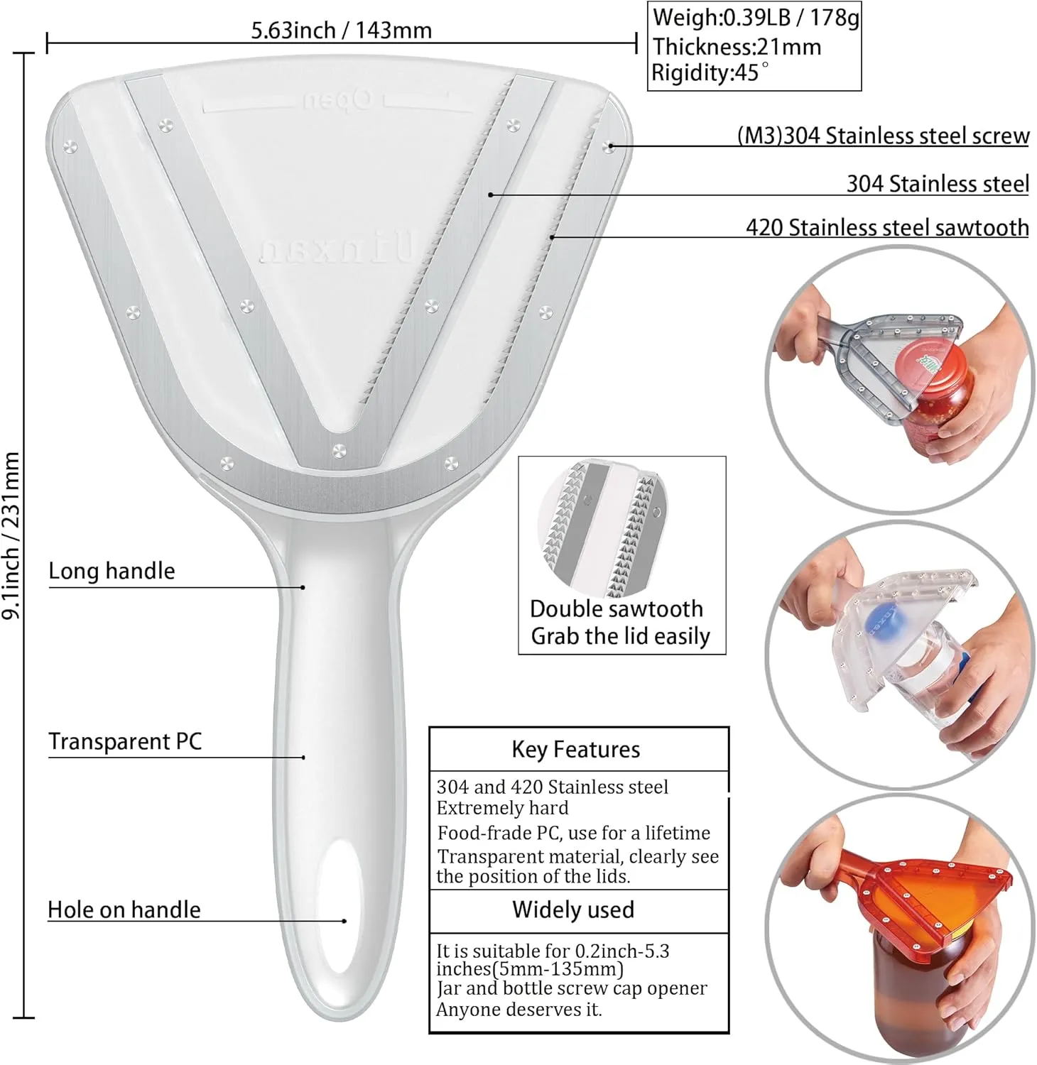 Jar Opener for Weak Hand & Seniors with Arthritis,Easy Twist Off Bottle Caps,Patent | Unique Kitchen Gadgets, Christmas Gifts for Elderly/Women/Men(Red)