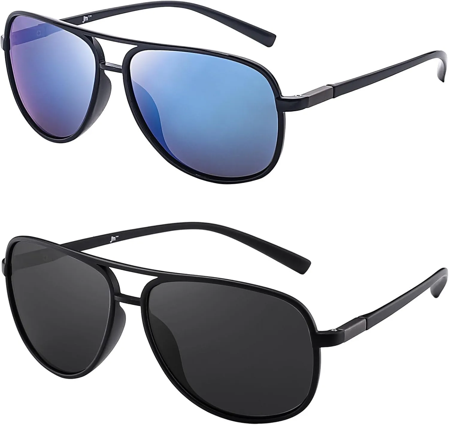 JM Retro Polarized Aviator Sunglasses for Men Women Tangle Free Oversized Plastic Sunglasses UV400 Protection