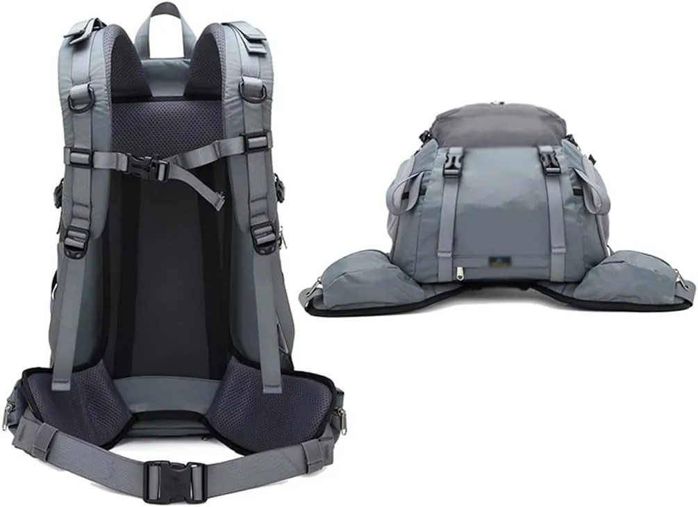JSEIAJB 40L Hiking Backpack Outdoor Mountaineering Bag Large Capacity Travel Sports Backpack(Gray)