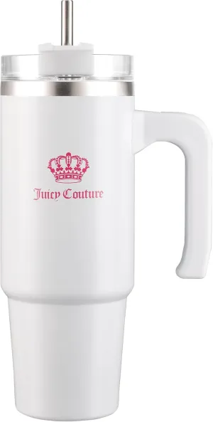 Juicy Couture Travel Style Fashion Water Bottle - White - 31.5oz