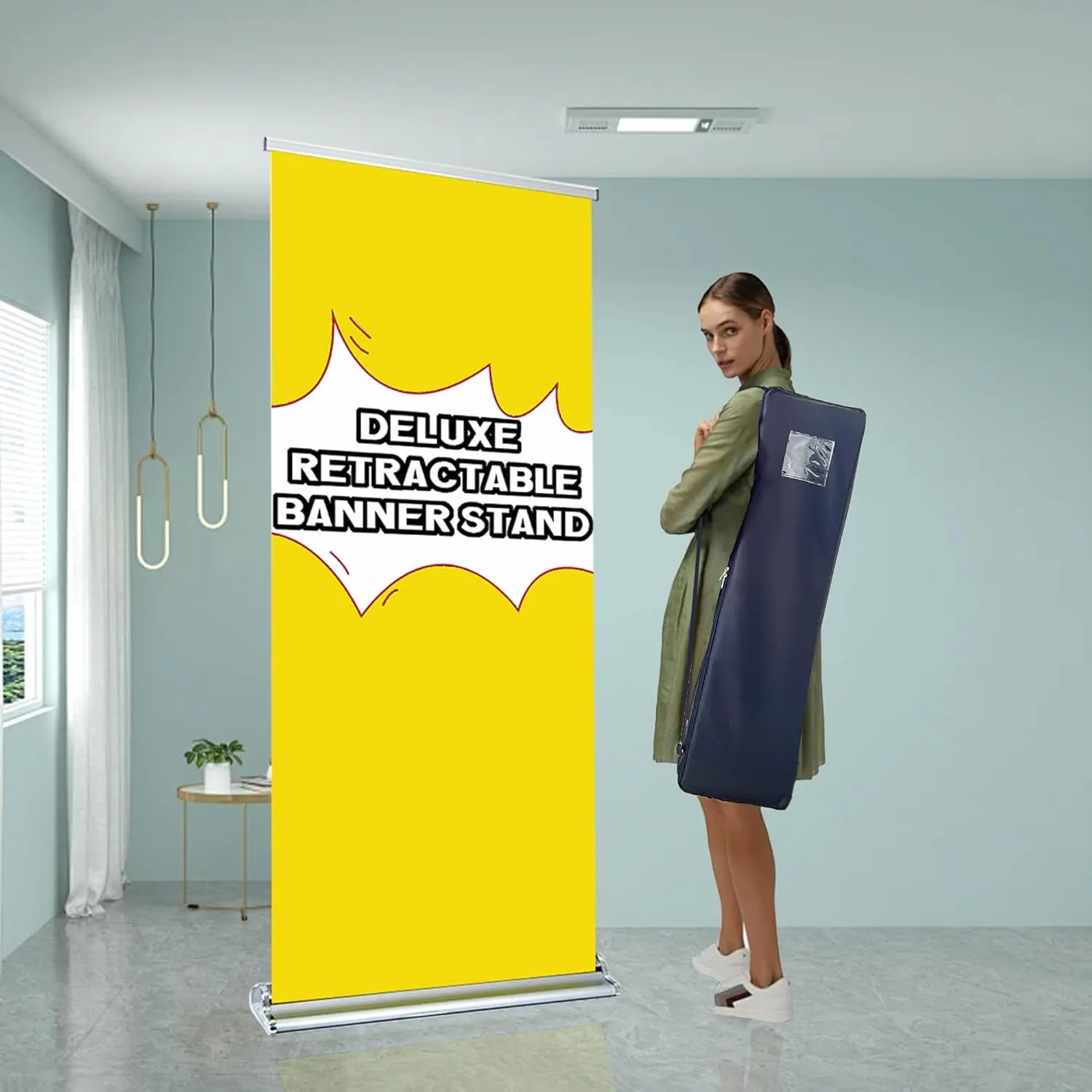JUST 4 SIGNS NEW DELUXE Retractable Banner Stand with Widened Base and Padded Portable Oxford Bag (24" x 68 ～ 80"（WxH）)