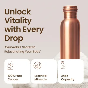 Just ask creations 34 oz Copper Water Bottle with Filter, Leak-Proof, Wide Mouth, Handcrafted with Love,, ‎AC-08