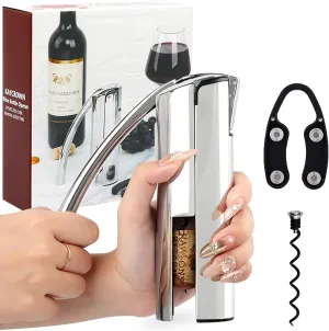 KAYCROWN Wine Opener, Stainless Steel Vertical Lever Corkscrew with Foil Cutter, Extra Spiral and Premium Gift Box, Wine Bottle Opener, Manual Wine Opener for Wine Tasting, Sommelier, Bartenders