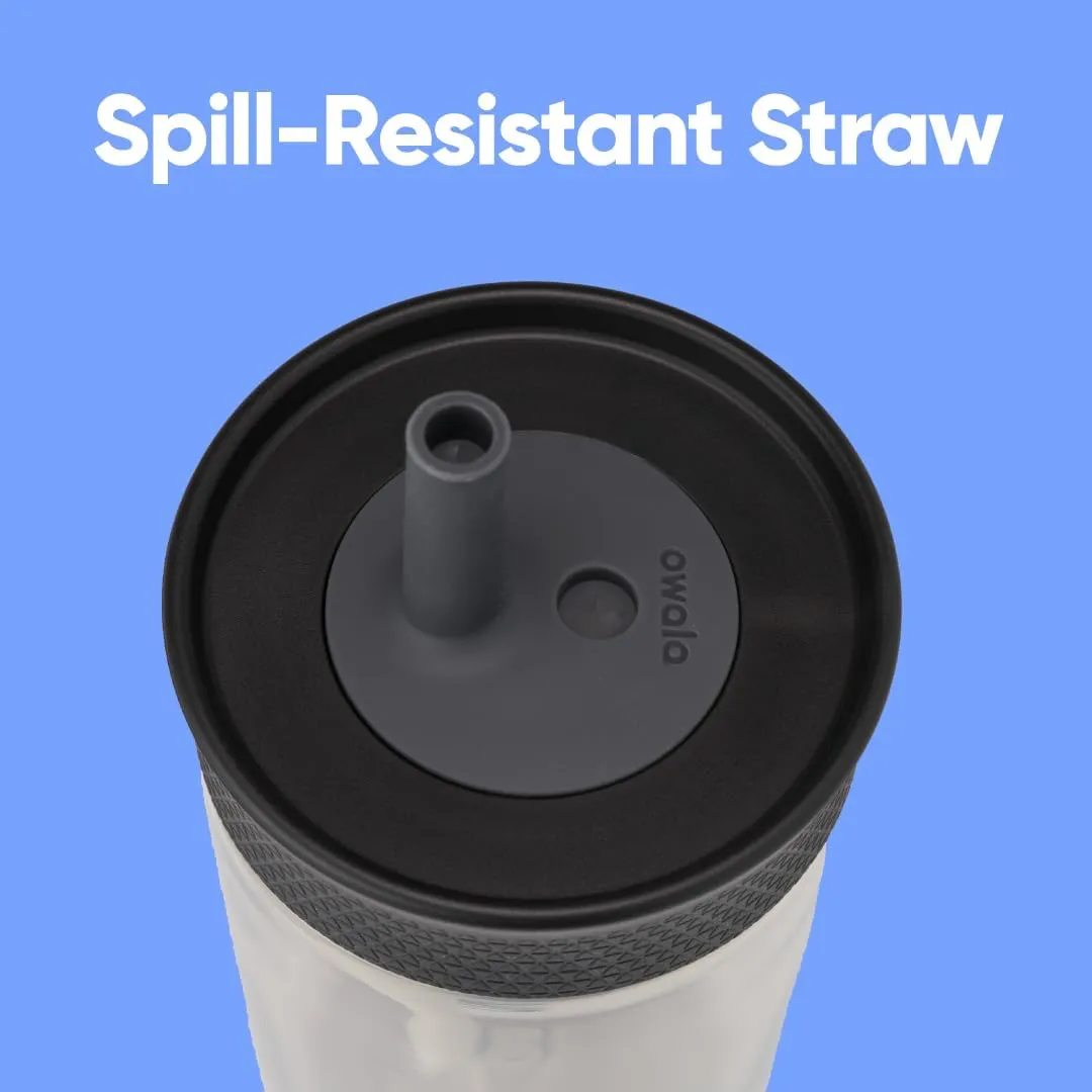 Kids BPA-Free Plastic Tumbler with Spill Resistant Flexible Straw, Easy to Clean, Kids Water Bottle, Great for Travel, Dishwasher Safe, 15 Oz, Black and Gray (Skate Park)