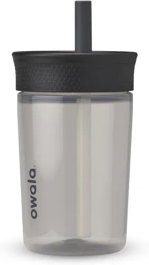 Kids BPA-Free Plastic Tumbler with Spill Resistant Flexible Straw, Easy to Clean, Kids Water Bottle, Great for Travel, Dishwasher Safe, 15 Oz, Black and Gray (Skate Park)