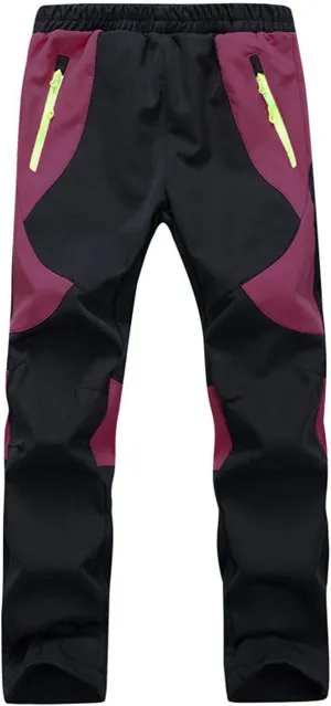 Kids Softshell Trousers Fleece Lined Outdoor Hiking Trekking Pants Skiing Snow Winter Pants Boys Girls