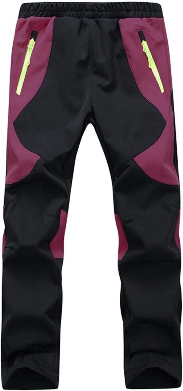 Kids Softshell Trousers Fleece Lined Outdoor Hiking Trekking Pants Skiing Snow Winter Pants Boys Girls