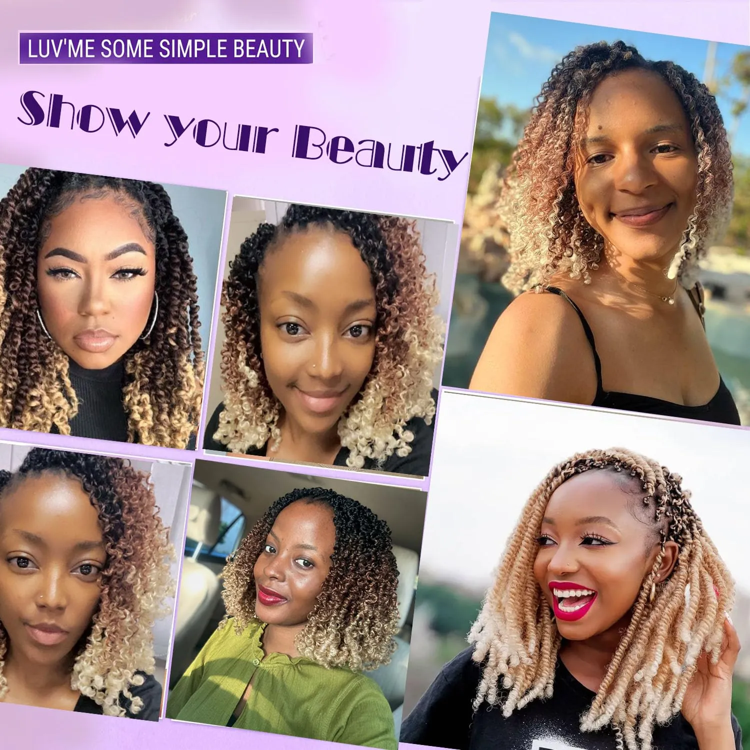 Kinky Braiding Hair 12 Inch Marley Twist Braiding Hair 8 Packs Springy Afro Twist Hair Ombre Blonde Marley Hair Synthetic Kinky Twist Hair for Butterfly Locs