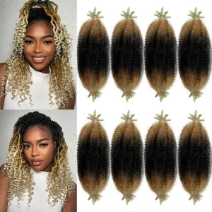 Kinky Braiding Hair 12 Inch Marley Twist Braiding Hair 8 Packs Springy Afro Twist Hair Ombre Blonde Marley Hair Synthetic Kinky Twist Hair for Butterfly Locs