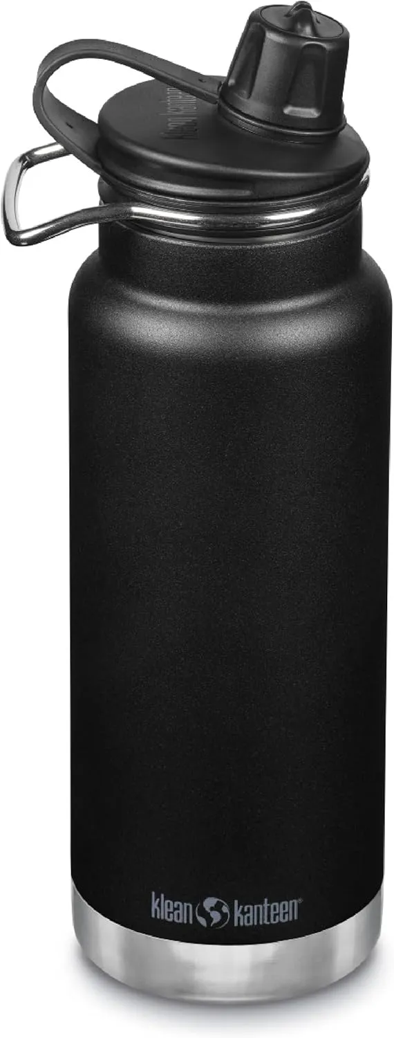 Klean Kanteen TKWide Insulated Water Bottle with Chug Cap - Portable, Stainless Steel Travel Bottle - Perfect for Sports & Outdoor Activities - Black, 32 oz