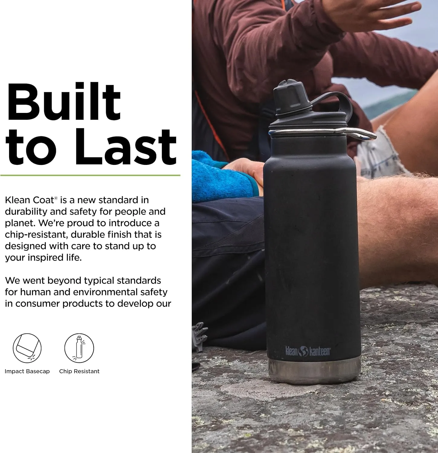 Klean Kanteen TKWide Insulated Water Bottle with Chug Cap - Portable, Stainless Steel Travel Bottle - Perfect for Sports & Outdoor Activities - Black, 32 oz
