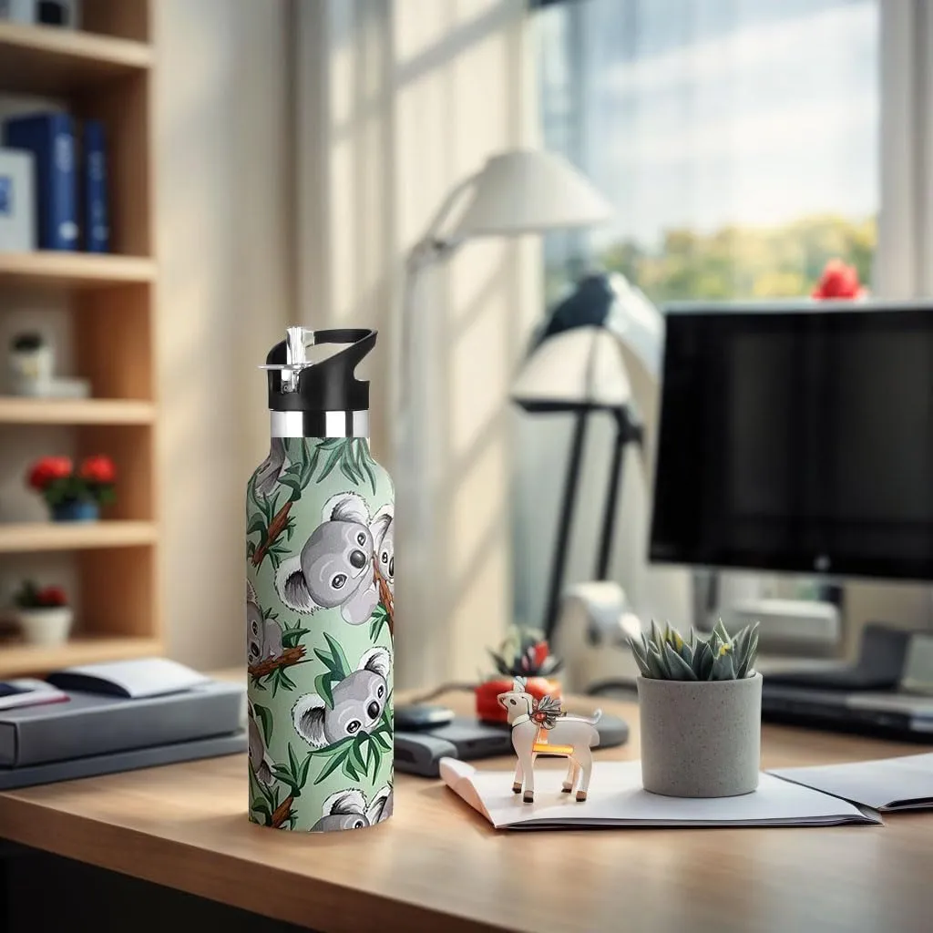 Koala Water Bottle Adult Kids With Straw Lid Insulated Stainless Steel Travel Mugs for Sport Gym Outdoor 20oz