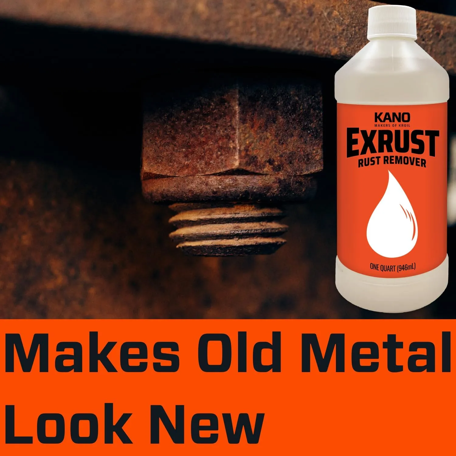KROIL Kano Exrust Industrial Strength Rust Remover (Liquid-16oz Bottle-Single) | Penetrating Rust Removal for Steel, Stainless Steel, Wrought Iron, Cast Iron, Sheet Metal, Car, Automotive (EX161)