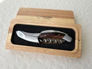 Laguiole En Aubrac Sommelier Waiter's Corkscrew, Grapevine Wood Handle, Wine Opener With Foil Cutter & Bottle Opener, Stainless Steel Brushed Bolsters