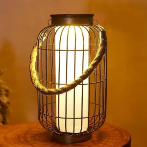 Large Outdoor Solar Lanterns Hanging Light Waterproof LED Garden Lights Solar Powered Retro Metal Auto On Off Table Lamp for Garden Patio Porch Pathway Walkway Tabletop Decorative(Bronze)