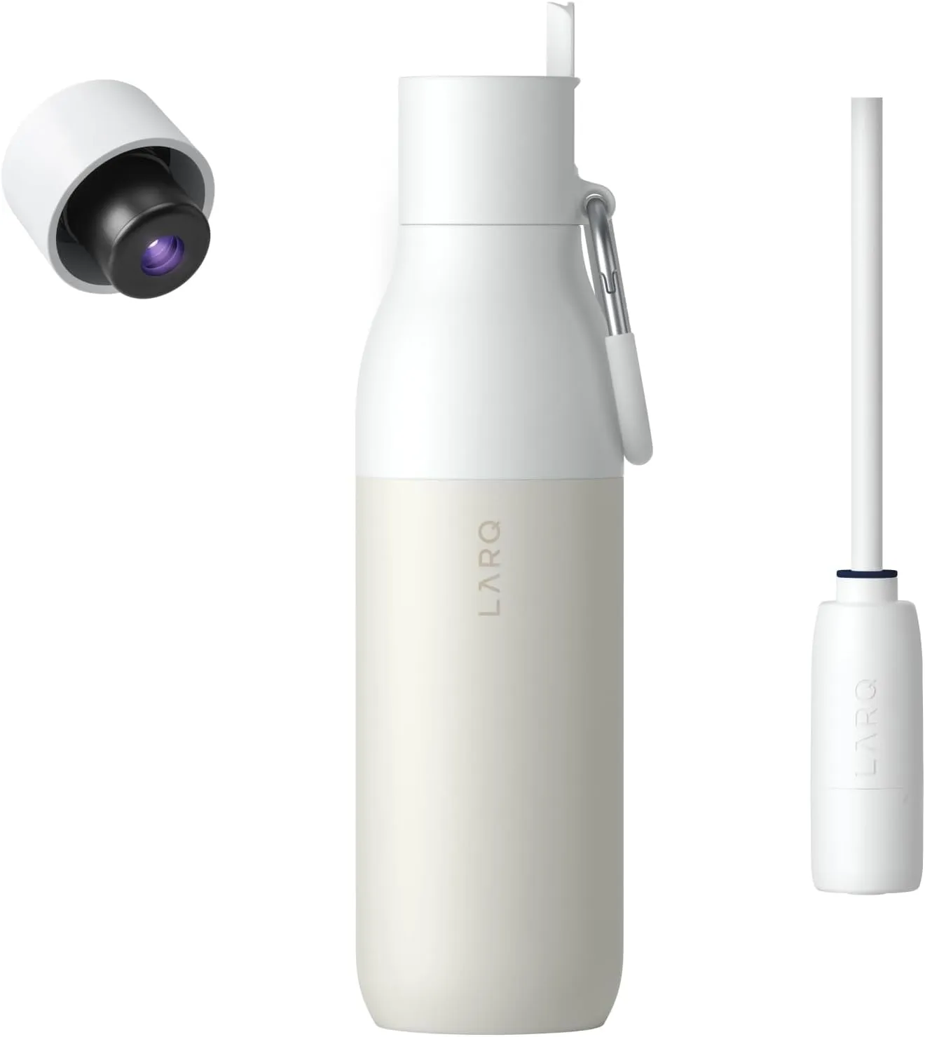 LARQ 25oz Flip Top Bottle, Granite White   PureVis Cap   Filter Straw Bundle