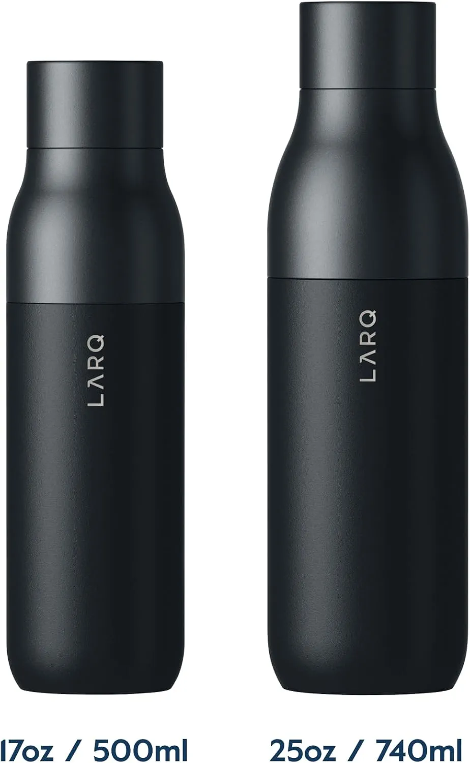LARQ Bottle Twist Top 25 oz - Insulated Stainless Steel Water Bottle | Thermos, BPA Free | Reusable Water Bottle for Camping, Office, and Travel | Keep Drinks Cold and Hot, Obsidian Black
