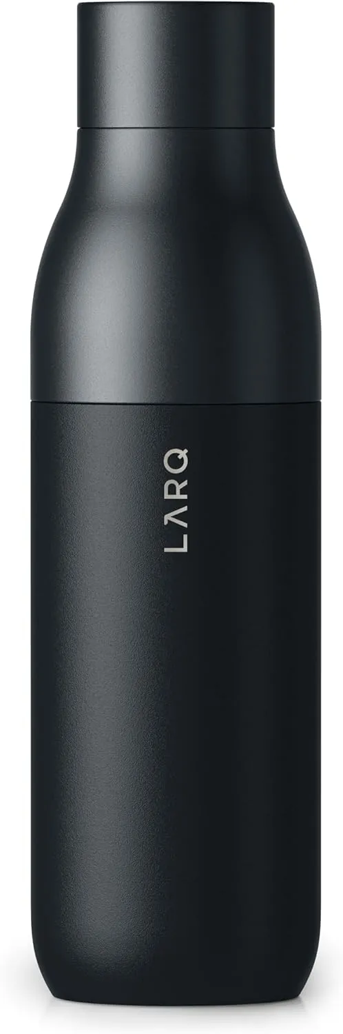 LARQ Bottle Twist Top 25 oz - Insulated Stainless Steel Water Bottle | Thermos, BPA Free | Reusable Water Bottle for Camping, Office, and Travel | Keep Drinks Cold and Hot, Obsidian Black