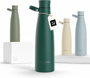 LARS NYSØM Stainless Steel Insulated Water Bottle 25 oz 34 oz | Insulated Thermo Flask for Hot and Cold Beverages | Leakproof Drinking Bottle (Pine Green, 25.4 oz)