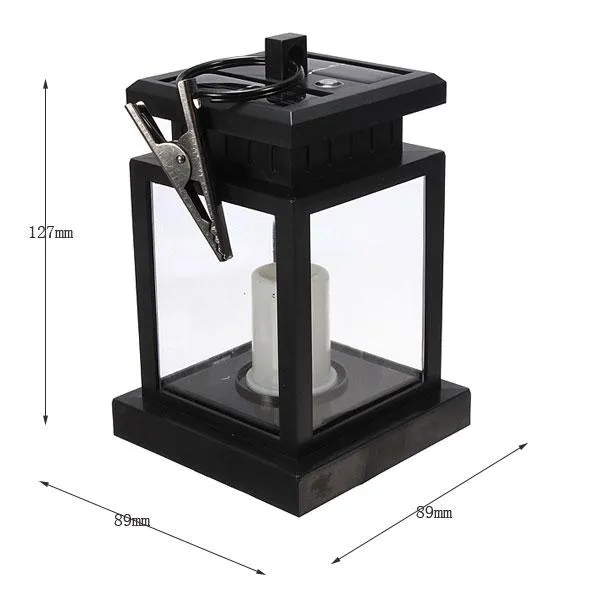 LED Auto Sensor Outdoor Candle Solar Light Hanging Lantern Light Black