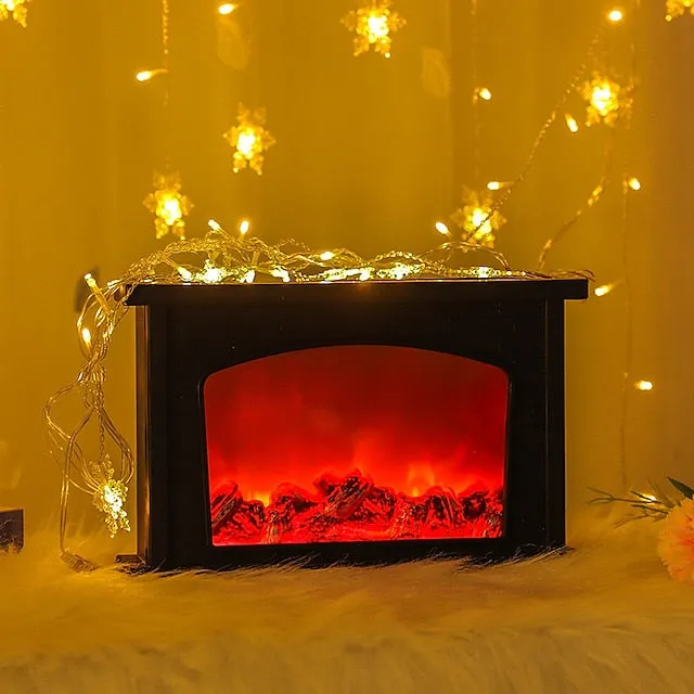 LED Flame Lantern Dynamic Lamp Simulation Fireplace Flame Night Light USB Battery Powered For Living Room Decor Halloween Classy