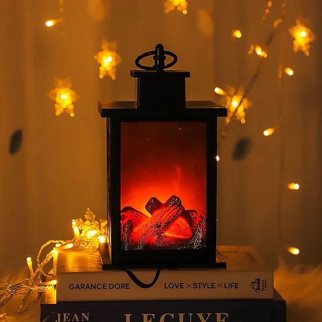 LED Flame Lantern Dynamic Lamp Simulation Fireplace Flame Night Light USB Battery Powered For Living Room Decor Halloween Classy