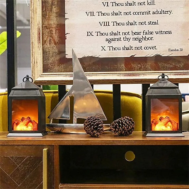 LED Flame Lantern Dynamic Lamp Simulation Fireplace Flame Night Light USB Battery Powered For Living Room Decor Halloween Classy