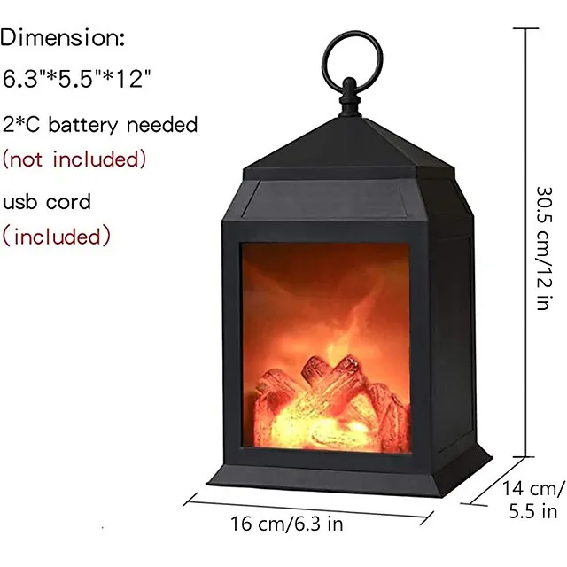 LED Flame Lantern Dynamic Lamp Simulation Fireplace Flame Night Light USB Battery Powered For Living Room Decor Halloween Classy
