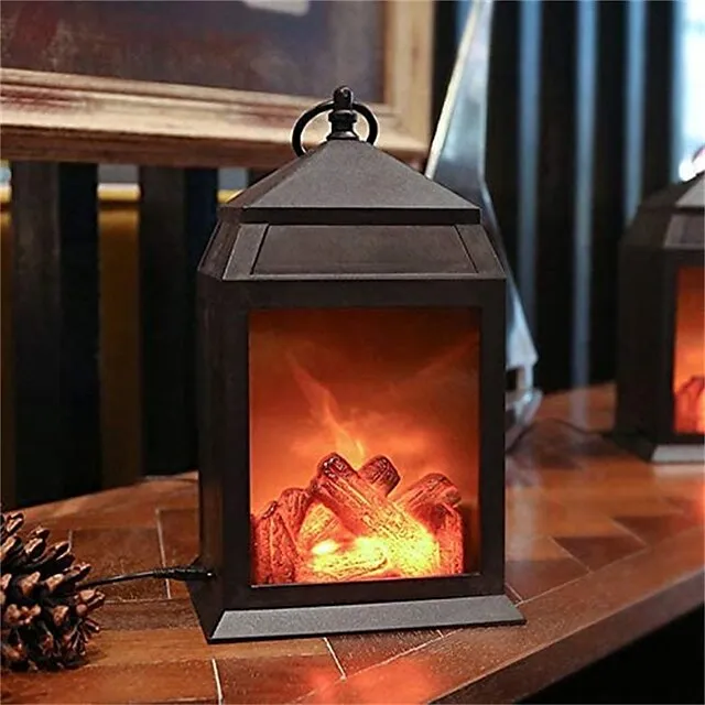 LED Flame Lantern Dynamic Lamp Simulation Fireplace Flame Night Light USB Battery Powered For Living Room Decor Halloween Classy