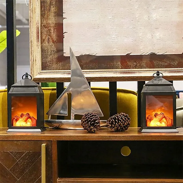 LED Flame Lantern Dynamic Lamp Simulation Fireplace Flame Night Light USB Battery Powered For Living Room Decor Halloween Classy