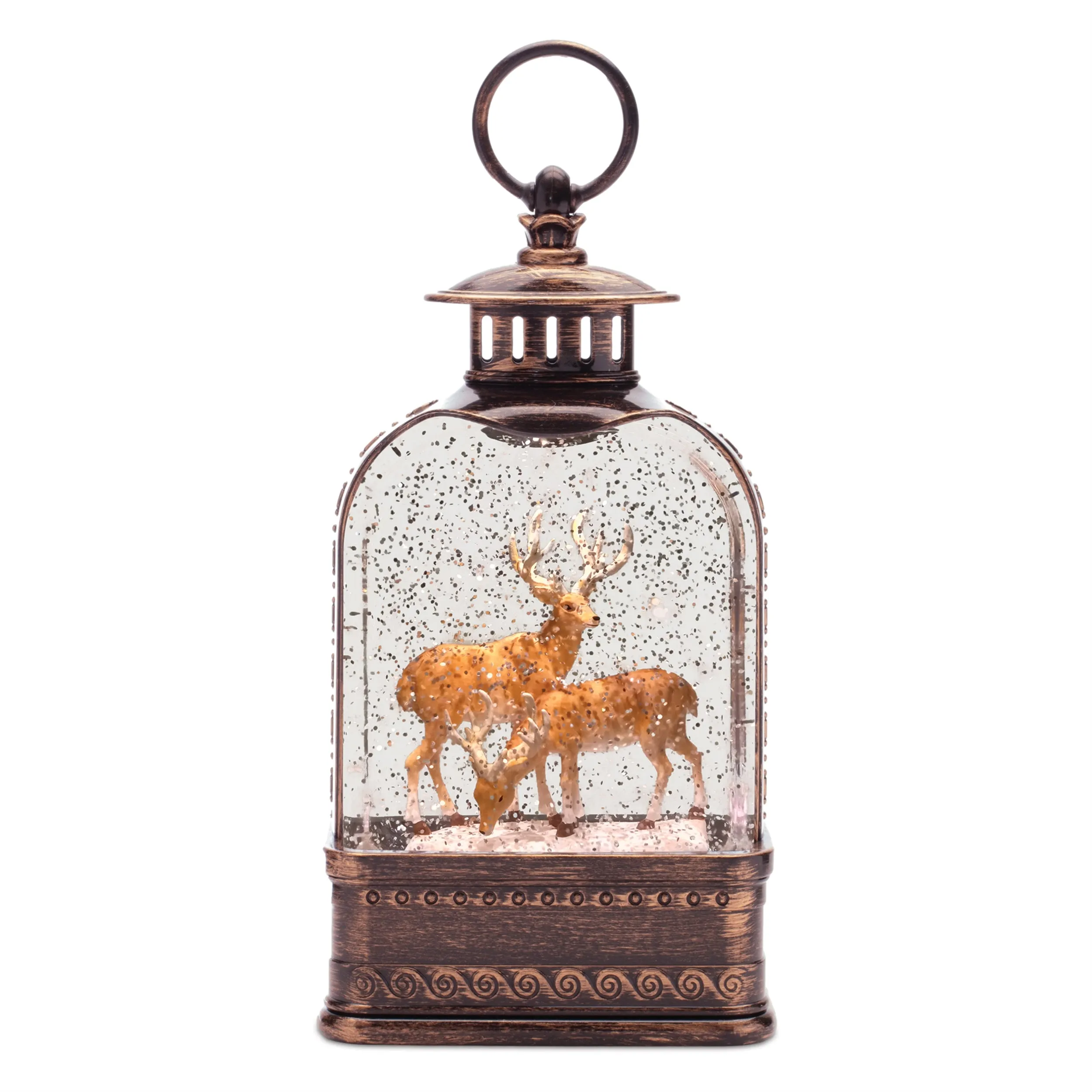LED Snow Globe Lantern with Deer