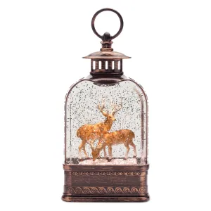 LED Snow Globe Lantern with Deer