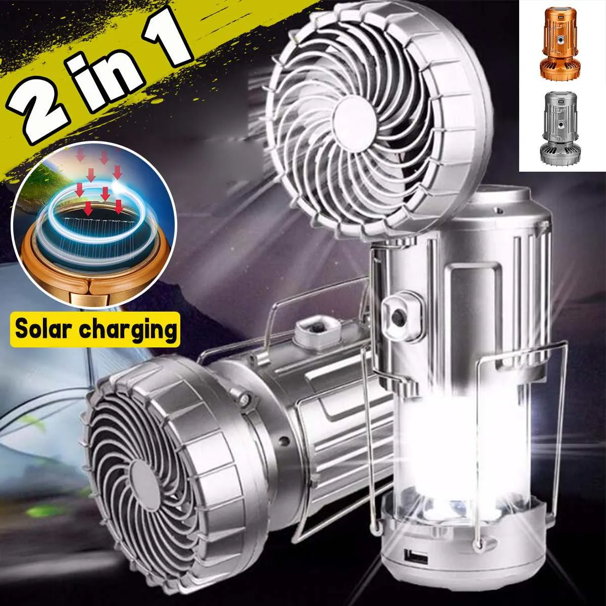 LED Tent Light 2 In 1 Camping Ceiling Fan Light Hanging Tent Lamp Lantern Outdoor Tent Light Fan