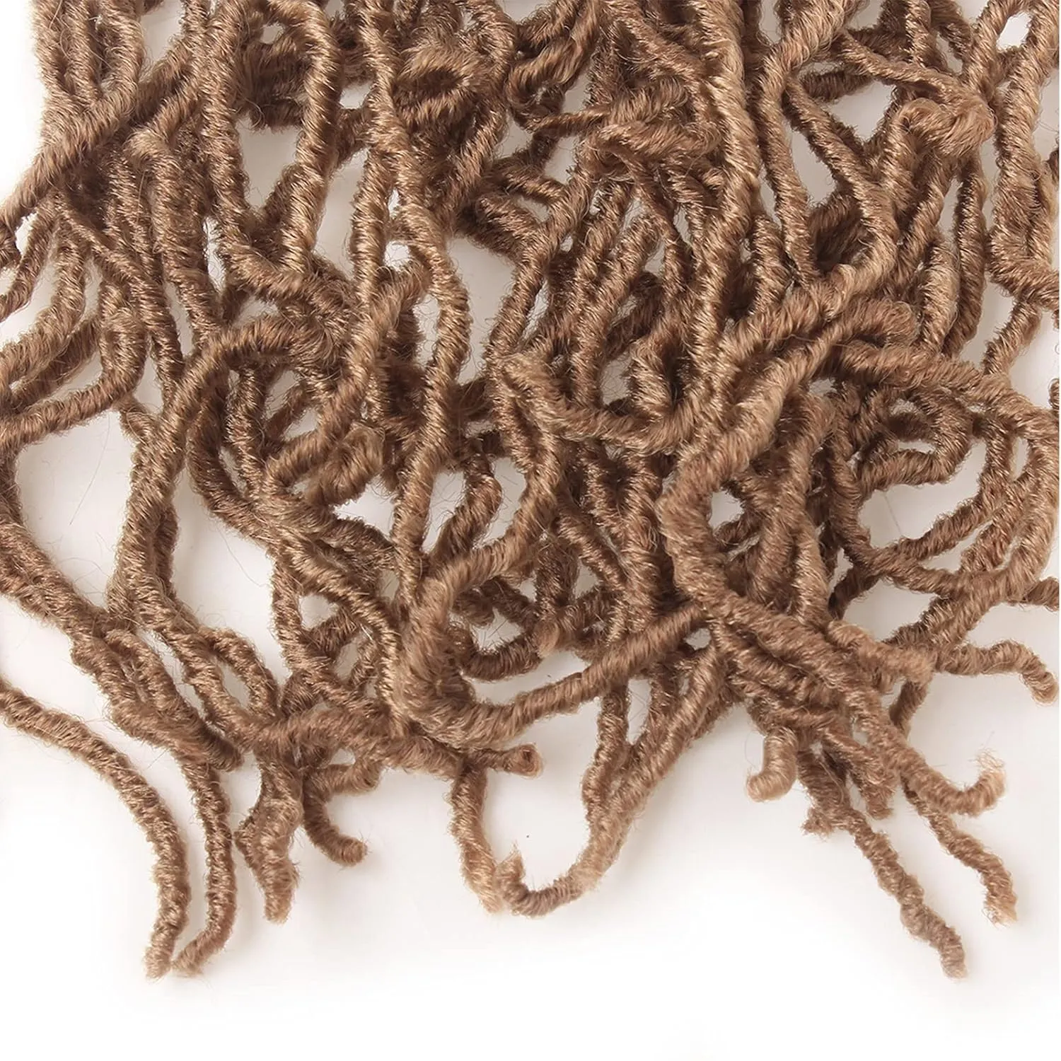 Leeven 24 Inch Distressed Faux Locs Crochet Braids 6 Packs New Soft Locs Strawberry Blonde Long Messy Goddess Locs Pre Looped Curly Wavy Dreadlock Synthetic Hair for Black Women #27
