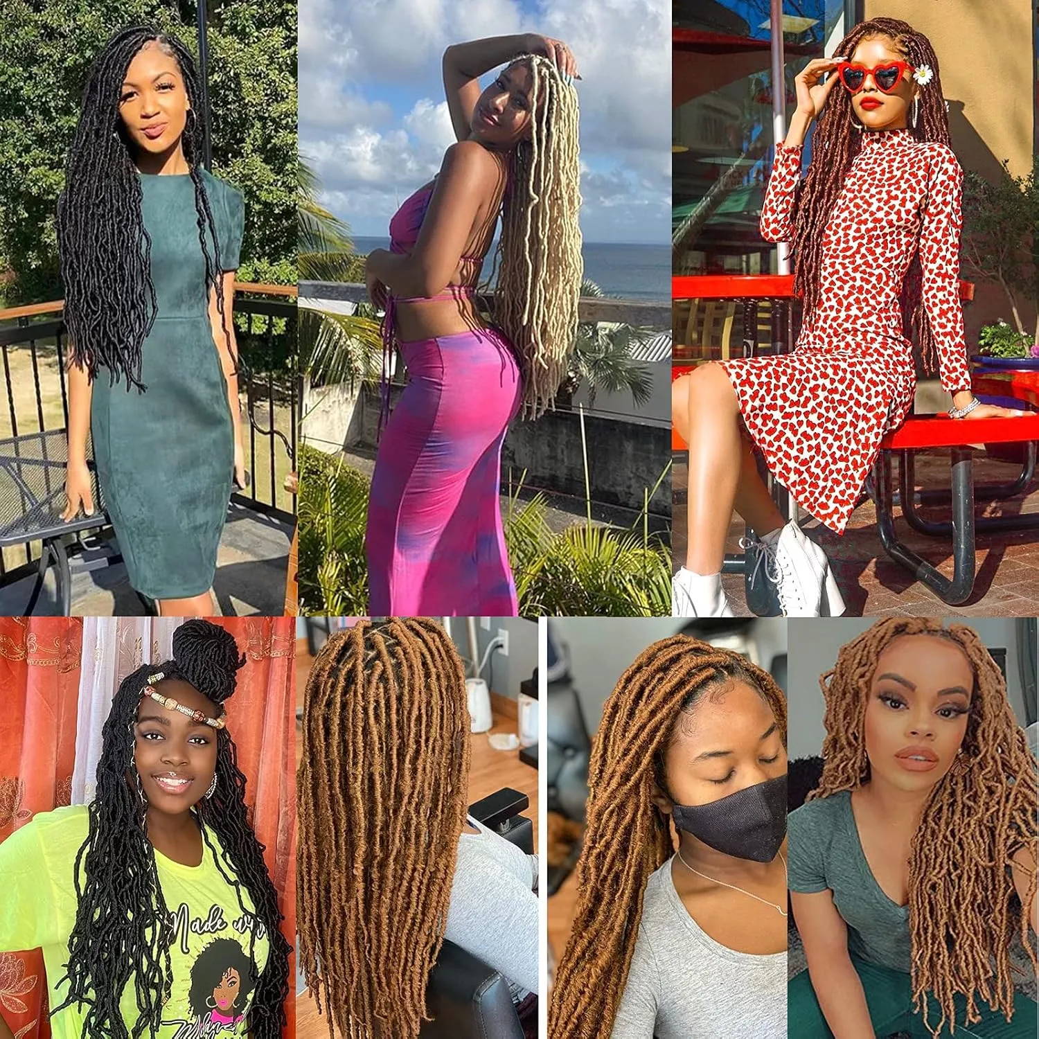 Leeven 24 Inch Distressed Faux Locs Crochet Braids 6 Packs New Soft Locs Strawberry Blonde Long Messy Goddess Locs Pre Looped Curly Wavy Dreadlock Synthetic Hair for Black Women #27