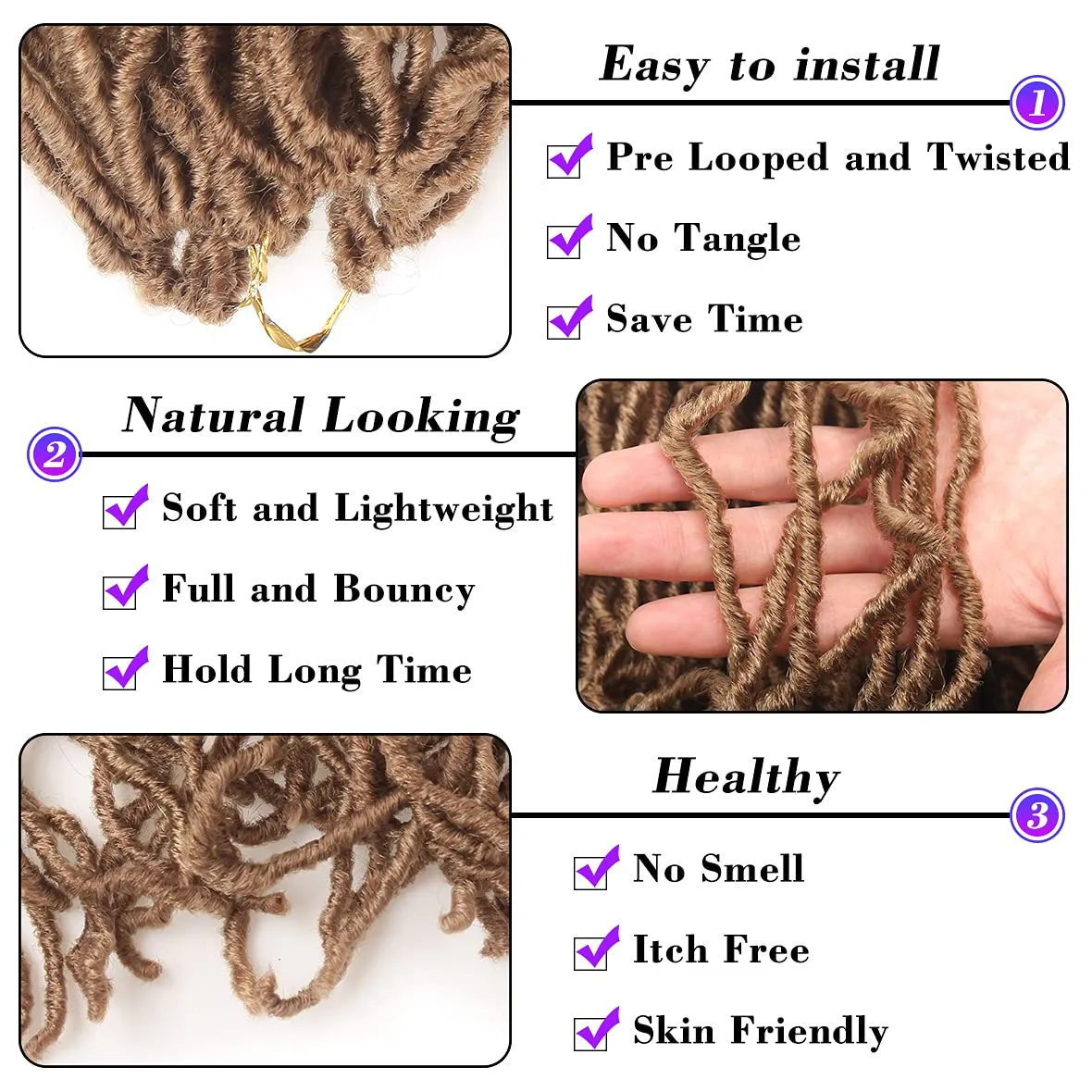 Leeven 36 Inch Soft Locs 3 Packs Honey Blonde New Faux Locs Pre Looped Super Long Crochet Braids Hair Curly Wavy Afro Roots For Black Women Synthetic Braiding Hair #27