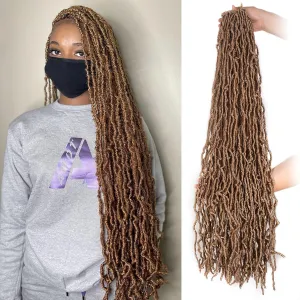 Leeven 36 Inch Soft Locs 3 Packs Honey Blonde New Faux Locs Pre Looped Super Long Crochet Braids Hair Curly Wavy Afro Roots For Black Women Synthetic Braiding Hair #27