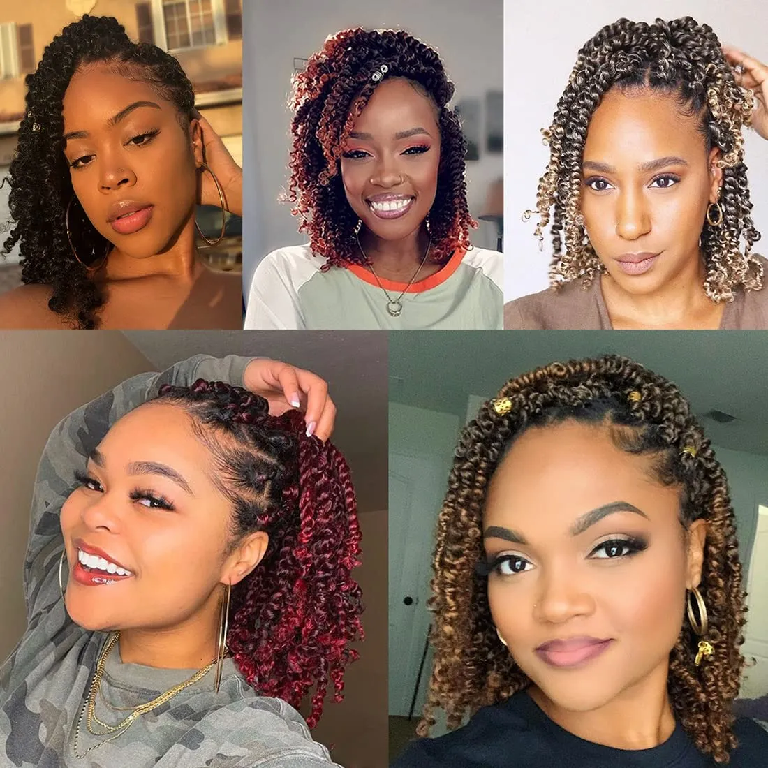 Leeven 8 Inch Pre-Twisted Passion Twist Hair 8 Packs 3 Tone Ombre Brown Pre Looped Bomb Crochet Twist Hair for Black Women Bohemian Braids Synthetic Hair Extensions #1B/30/27