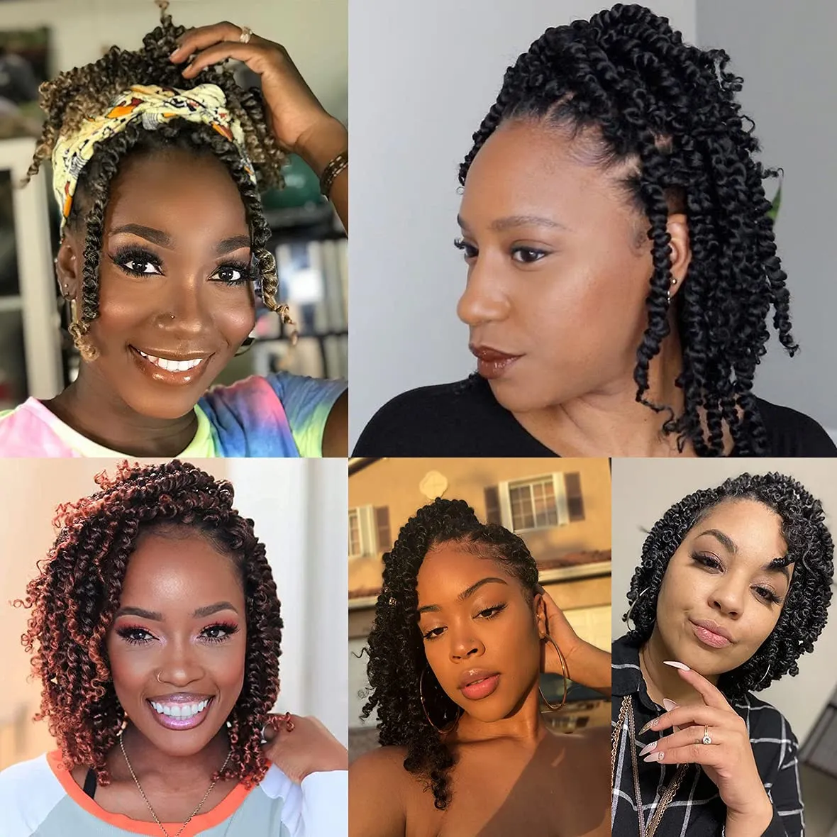 Leeven 8 Inch Pre-Twisted Passion Twist Hair 8 Packs 3 Tone Ombre Brown Pre Looped Bomb Crochet Twist Hair for Black Women Bohemian Braids Synthetic Hair Extensions #1B/30/27