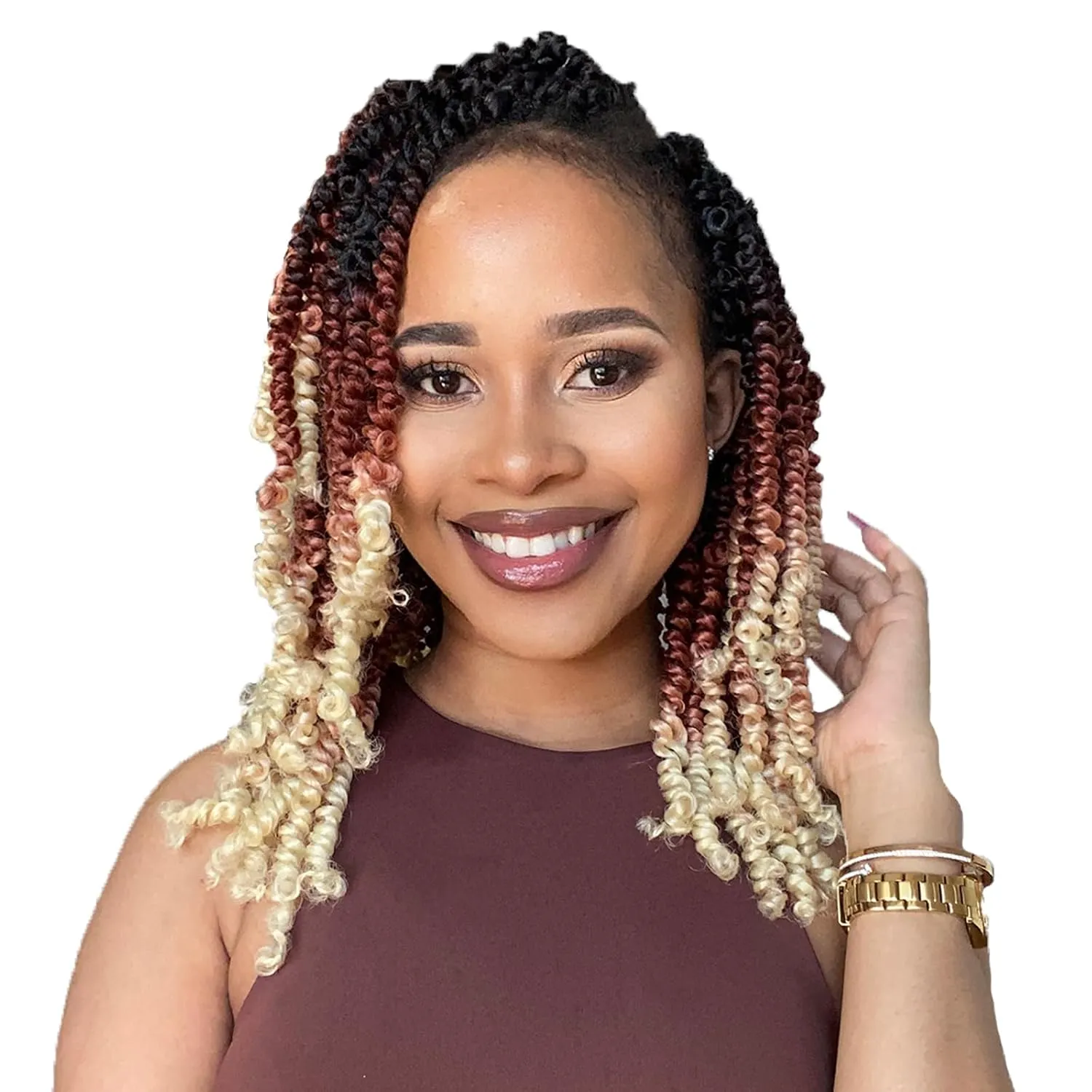 Leeven 8 Packs Pre Twisted Passion Twist Crochet Hair 10 Inch 3 Tone Ombre Blonde Pre Looped Shoulder Length Bomb Twists Bohemian Synthetic Braiding Hair Extensions for Women 12Strands/Pack #1B/27/613