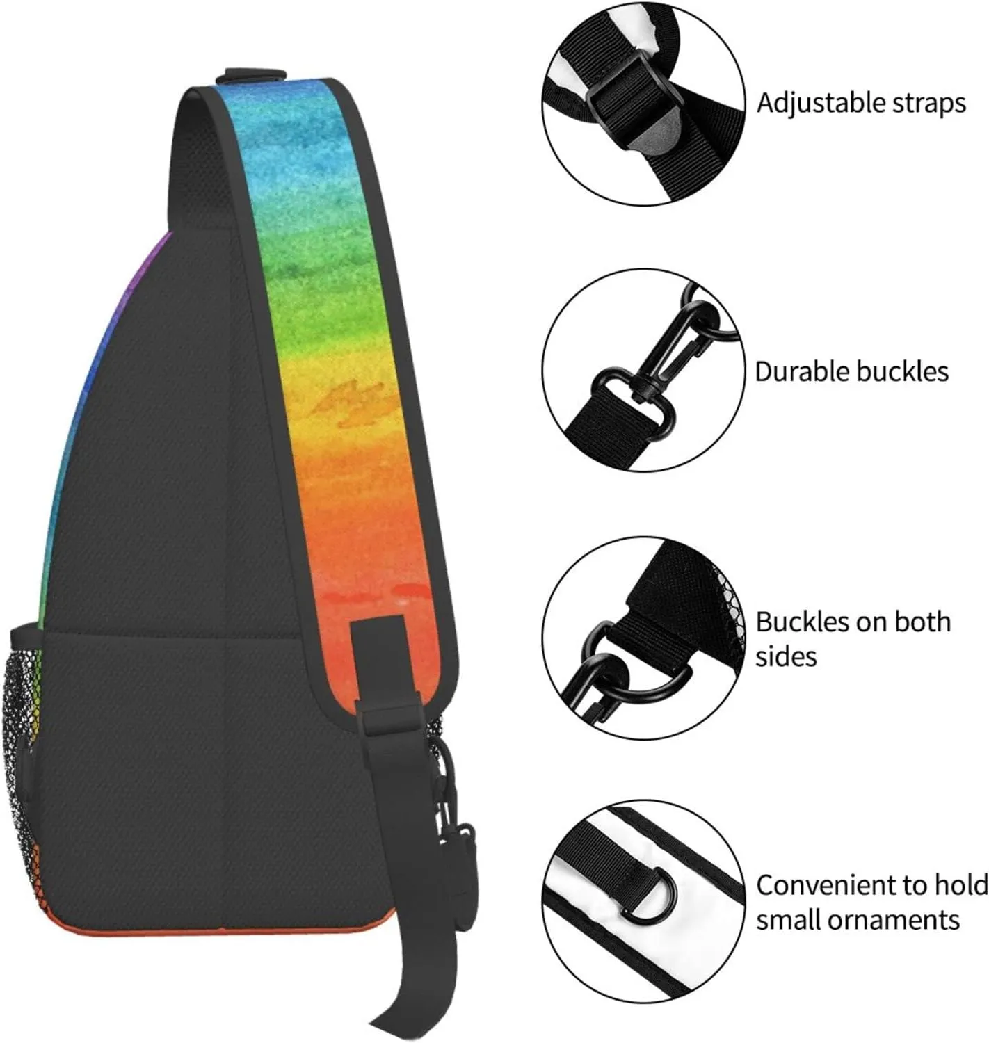 LGBT Gay Pride Sling Bag,Multipurpose Crossbody Backpack Shoulder Chest Bag for Women Men Travel Hiking Daypack