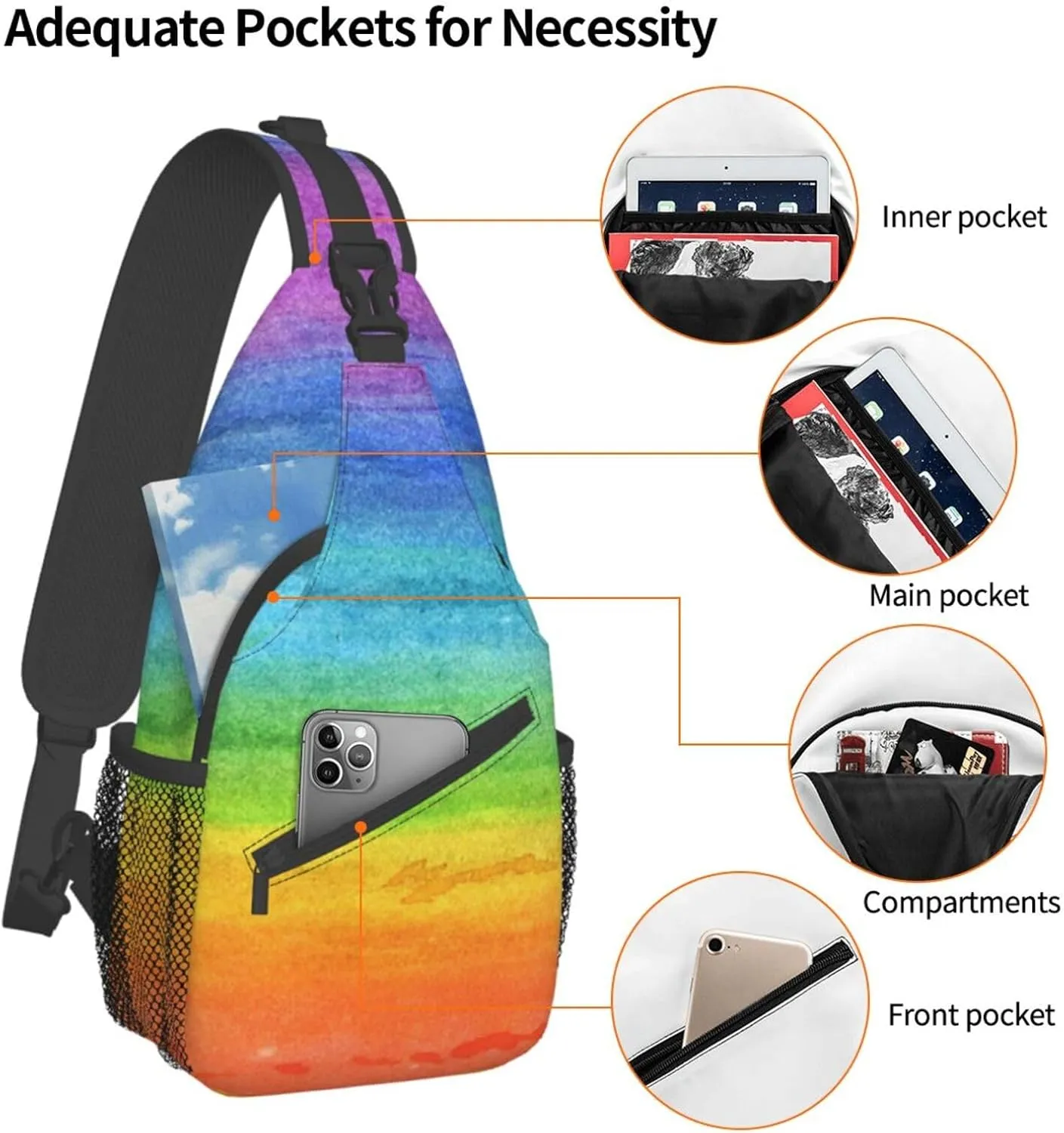 LGBT Gay Pride Sling Bag,Multipurpose Crossbody Backpack Shoulder Chest Bag for Women Men Travel Hiking Daypack